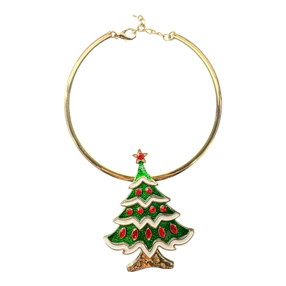 Green Xmas Tree Necklace